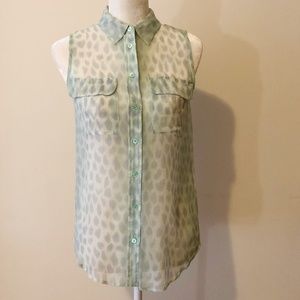 Equipment Sheer Leopard Print Silk Blouse